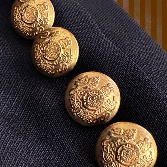 LAUREN - RALPH LAUREN Navy Blue, 3 Button, Crested Blazer, 12P, 100% PURE WOOL - Picture 8 of 16